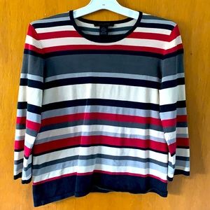 Striped quarter sleeved sweater